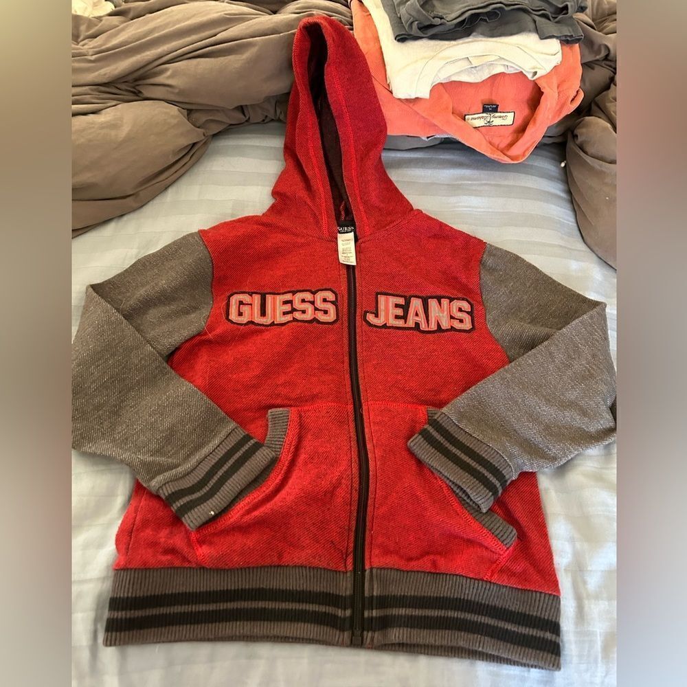 Boys Guess Jeans Zip Up Hoodie Sweatshirt